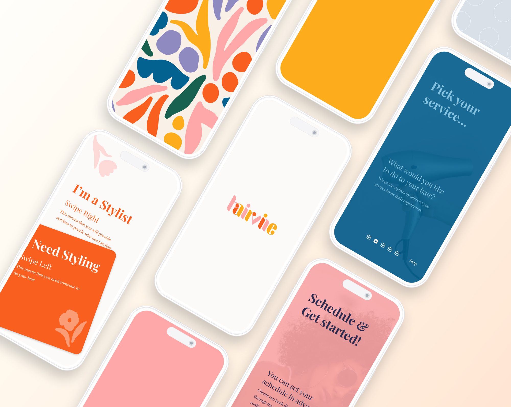 Hairvine app screens